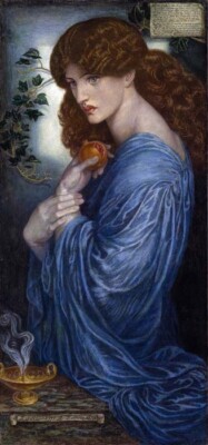 PROSERPINE BEAUTIFUL GREEK GODDESS POMEGRANATE 1878 BY DANTE ROSSETTI REPRO BLUE