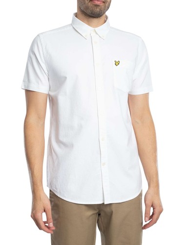 Lyle & Scott de los hombres Camisa Oxford de manga corta, Blanco - Imagen 2 de 5