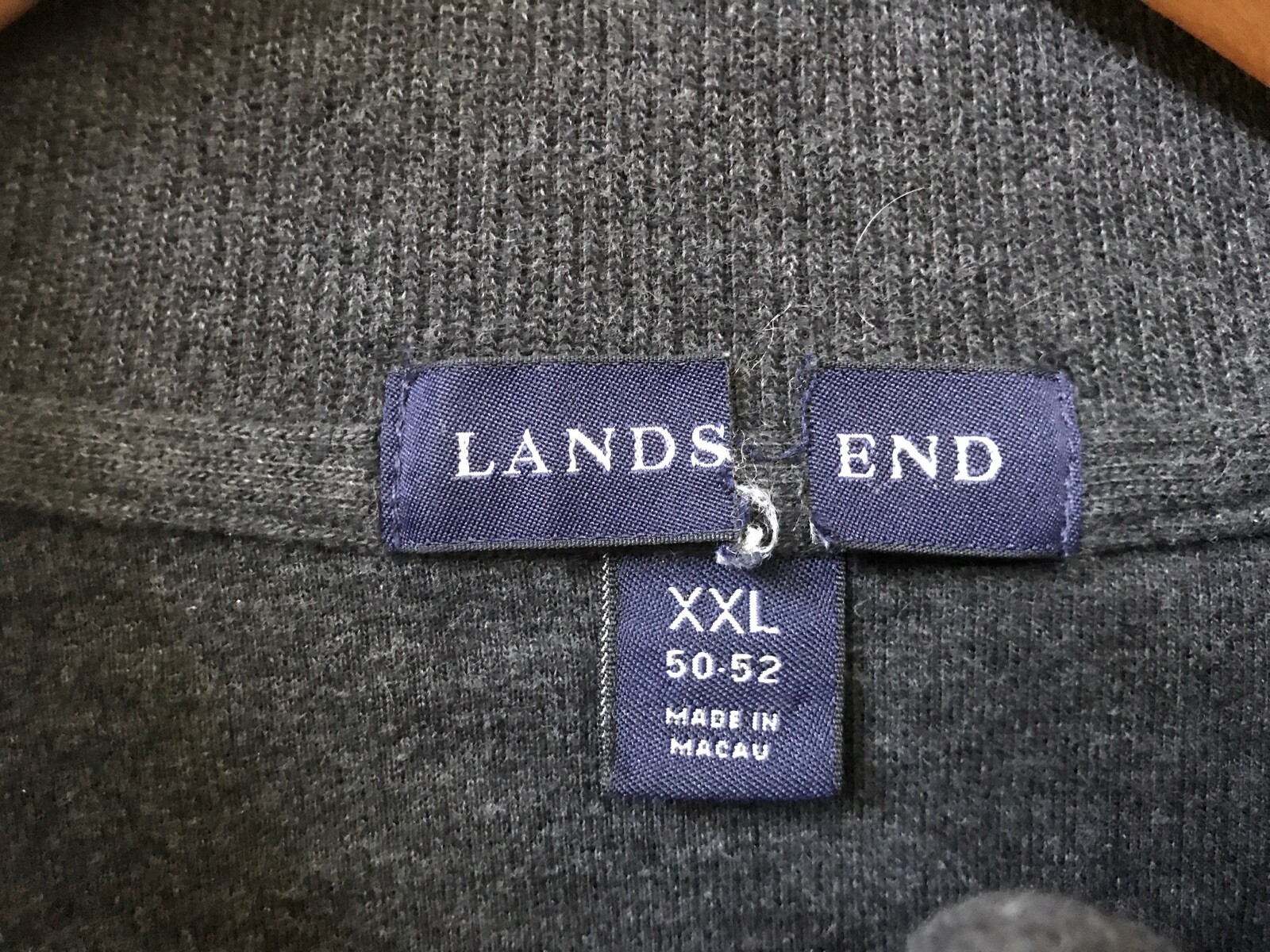 Lands End Mens XXL Gray Henley 1/4 Zip Cotton Sweater… Gem