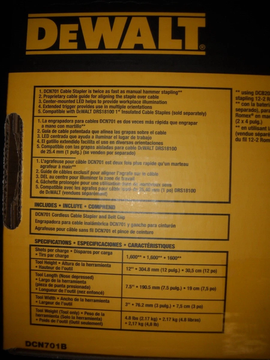 DeWalt DCN701B 20V MAX Cordless Cable Stapler New eBay