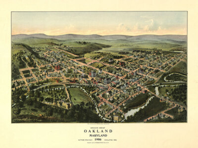 Panoramic Map of Oakland Maryland 16x20