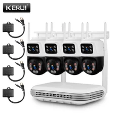 KERUI Security Camera System Outdoor Dual lens Audio Wifi Home CCTV 6MP 8CH NVR