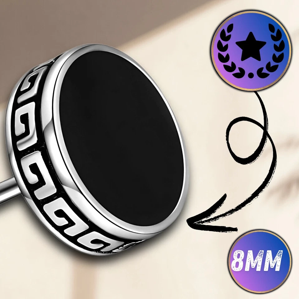 Orecchini in argento per uomo e donna, anelli in rame da 8 mm - Immagine 4 di 4