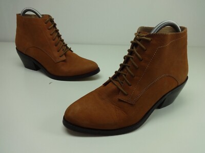 Damenstiefel Größe 6 TOPSHOP hellbraun Echtleder Schnürstiefel kubanische Bootie-Absätze