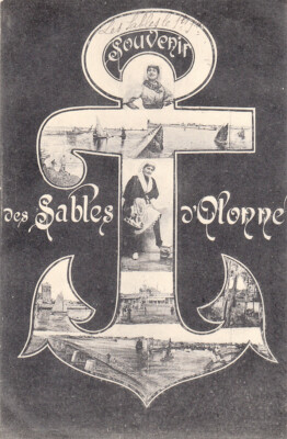 Old postcard old postcard LES SABLES-D'OLONNE souvenir anchor stamp 1915