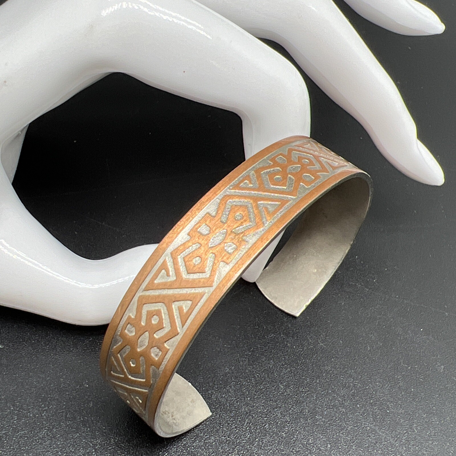 Vintage Signed Solid Copper Cuff Bangle Bracelet … - image 1