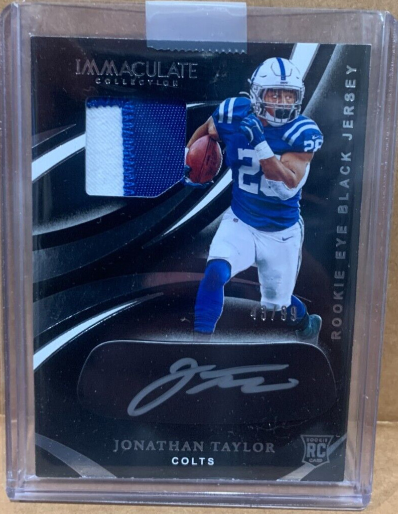 2020 Jonathan Taylor Immaculate RC AUTO Eye Black 2 Color Jersey SP #D 43/99