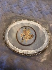 New RED & WHITE ENAMEL Square Dancing Couple Gold/Silver BELT BUCKLE Light
