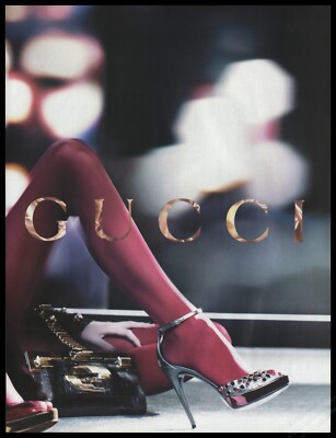 High Heels Gucci Magazine Print Ad Women Fashion Long Legs shoes 2006 -2pg