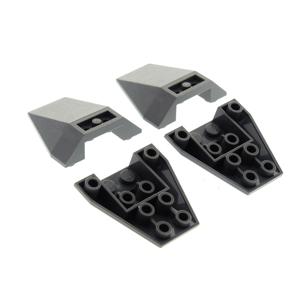 4x Lego Wedge Brick 4x4x1 New Dark Gray Inverted Slope Brick Front Rear 4855