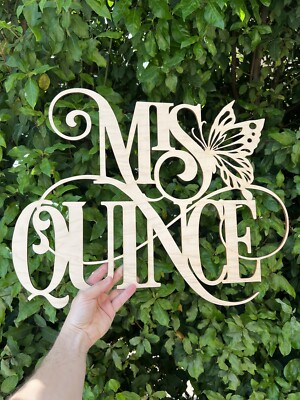 Mis Sign Mis Quince Butterfly Wooden Wall Sign, event wall decor, backdrop ...