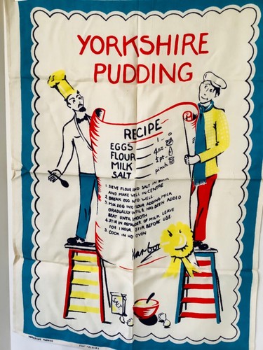 Vintage Irish Linen Tea towel New Yorkshire Pudding - Picture 2 of 4