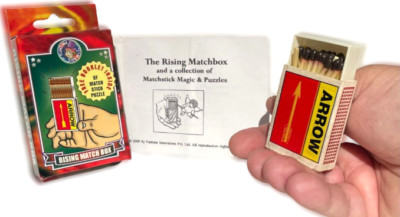 MAGIC RISING MATCH BOX PLUS BOOKLET 24 Tricks Fake Matchsticks & Puzzles Set Bar