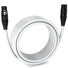LyxPro Microphone 25 feet XLR Cable, Male to Female, 3 Pin Mic Cable, White