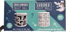 Crossword and Sudoku Toilet Paper Roll Novelty Gag Gift Fizz Creations Pack of 2