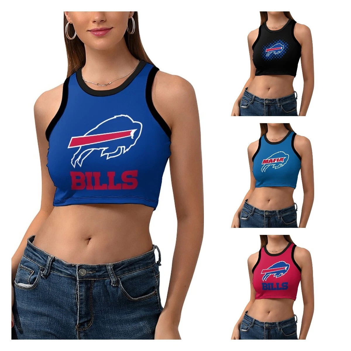 Buffalo Bills Mafia Women's Crop Tops Crop Tank Sleeveless T-Shirt  Women's Vest