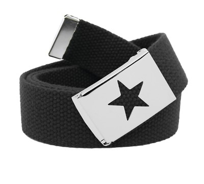 Build A Belt Men's Star Silver Flip Top 1.25'' Wide Buckle with Canvas Web Belt