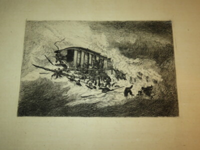 F.J M. DESTAPPE (1843-Barfleur 1924) ORIGINAL GRAVUR SCHIFFBRUCH MARINE NORMA...