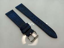 New Geckota 20mm Quick Release Distressed Blue Genuine Leather Watch Strap YC26