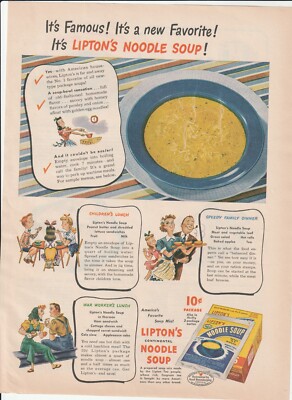 Is Famous It's a New Favorite it's Lipton's Noodle Soup True Story 1943 Mag Ad