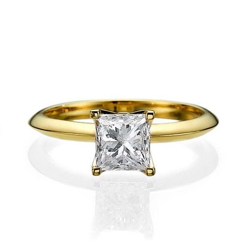 1/2 Carat Real Princess Cut Diamond Engagement Ring H/SI2 950 Platinum - Picture 3 of 4