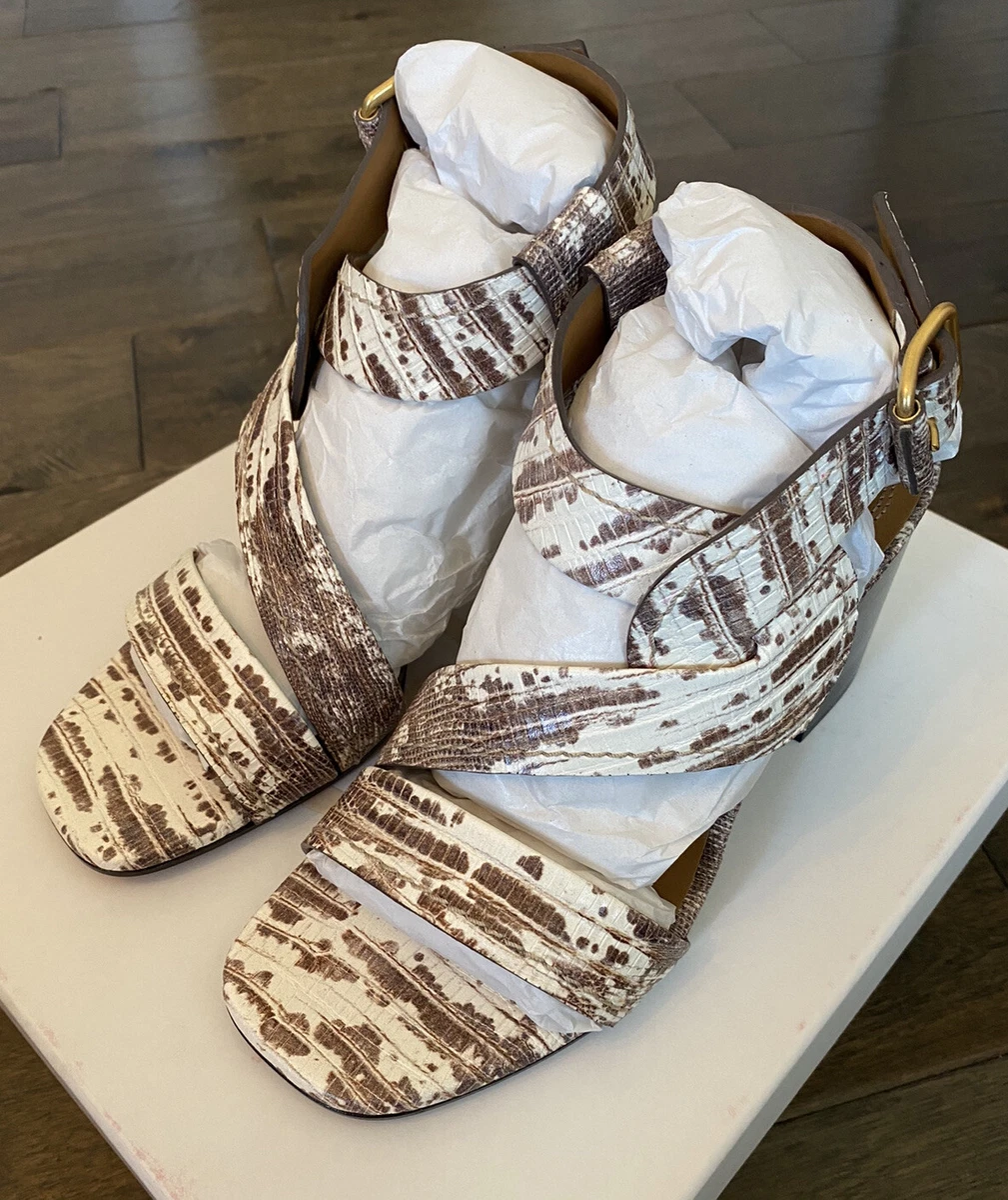 NEW Chloe Candice Croc Effect Leather Sandals Size 36.5 740 FREE