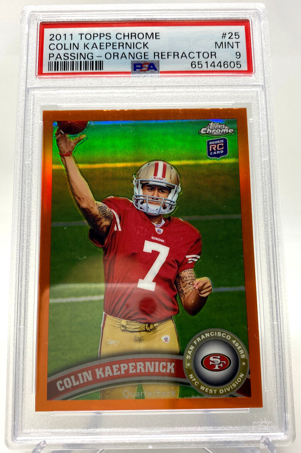 Colin Kaepernick Topps Chrome #25 Orange Refractor