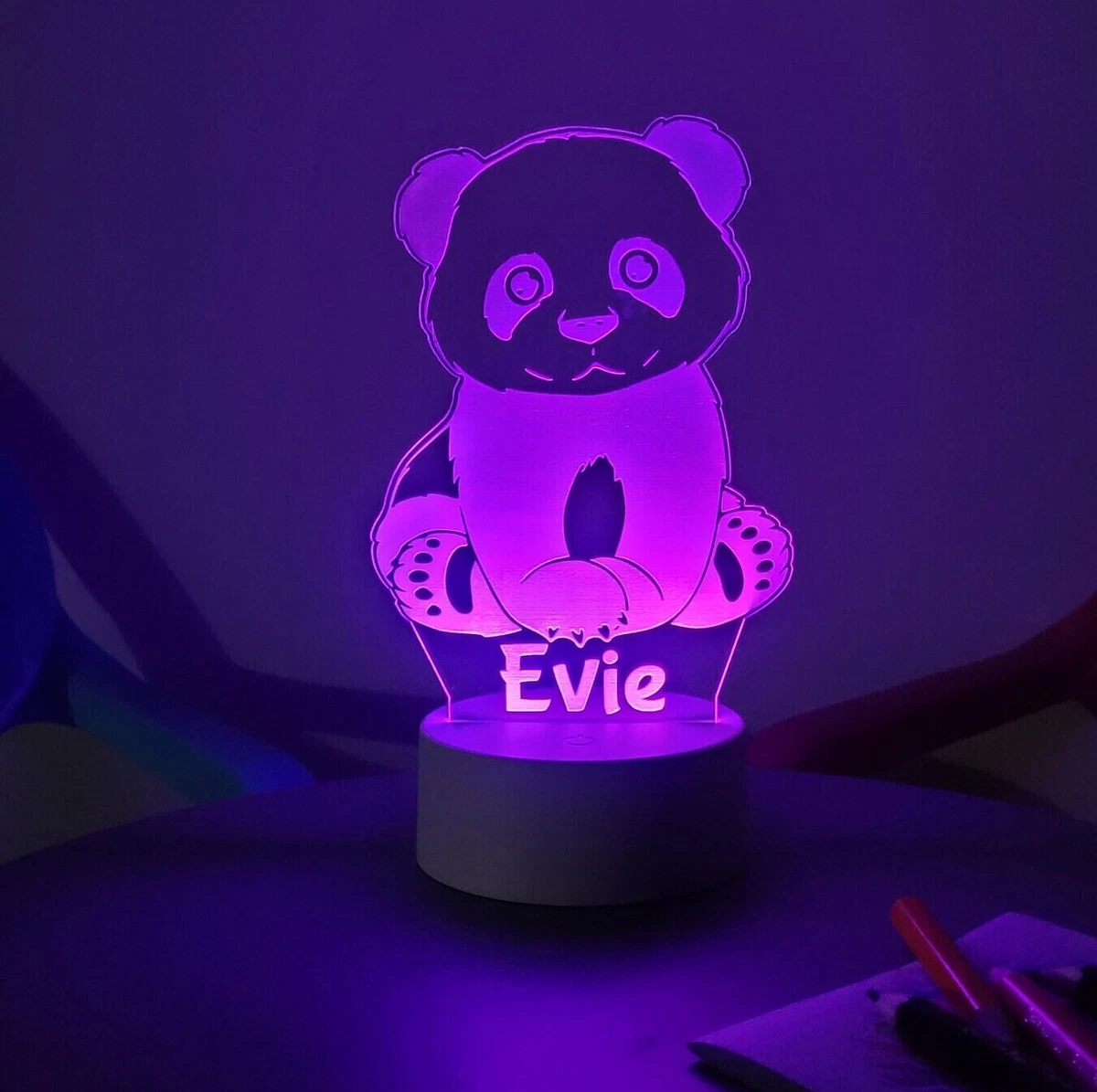 Personalised Panda Bear LED night light Remote Controlled Lamp Colour Changing