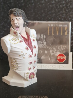 Elvis Aaron Presley bust 155mm statuette with Audio CD holder hand made paint