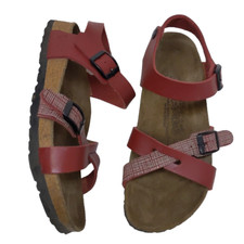  158 BIRKI'S by Birkenstock 6 Sandals Lillie Red Plaid Birko Flor Buckle