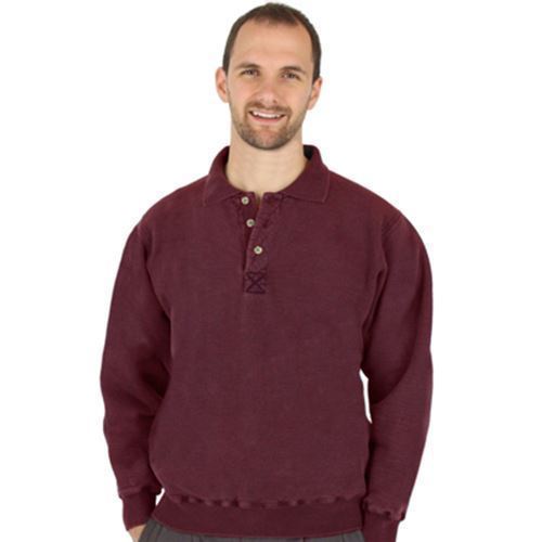 Mens 100% Heavy Cotton 3-Button Polo Sweatshirt - Heavy Weight - Made in Canada - Picture 7 of 15