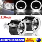 2X 2.5inch Bi xenon Projector Lens White LED Angel Eyes H4 H7 Headlight Retrofit