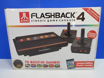funktionierende ATARI FLASHBACK 4 VIDEOSPIELKONSOLE Komplettset 75 eingebaute Spiele