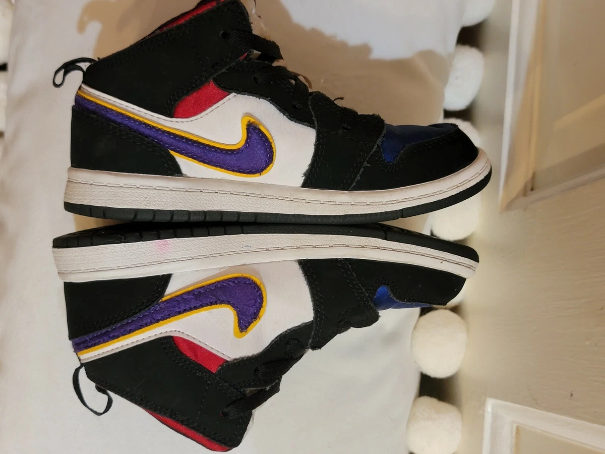 NIKE AIR JORDAN 1 MID SE LAKERS TOP 3 MID SE (TD) BQ6933 005 SIZE 10C