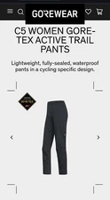 Womans Gore C5 100214 S Black Cycling Active Trail Pants SHI Inc.