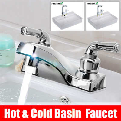 4'' Chrome Basin Sink Faucet Plastic Mixer Tap Kitchen Sink Faucet Dual Handles