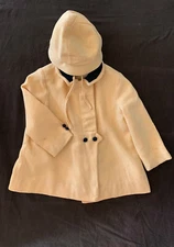 Vtg 1950s Kute Kiddies Classic Buttercup Yellow Girl's Coat & Bonnet ensemble 
