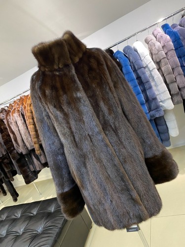 Luxury Womens Real Mink Fur jacket coat 1109521 Long genuine fur size L NEW - Picture 9 of 12