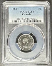 1962 Canada Five Cents PCGS PL-65, Buy 3 Items, Get $5 Off!!