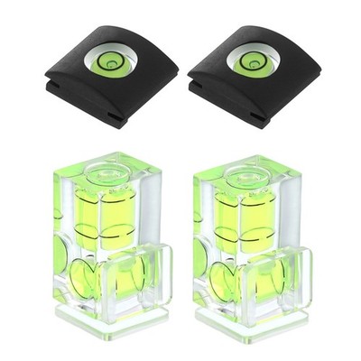 2 Pcs 1 Axis Universal Level Hot Shoes Cover with 2 Pcs 2 Axis Bubble Level