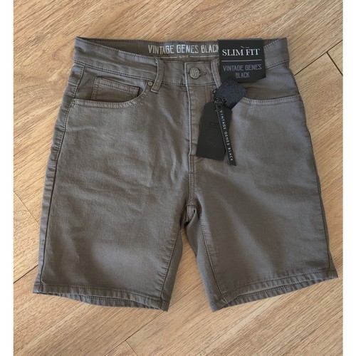 Vintage Genes Black French Terry Denim Slim Fit Men's Shorts Sz 28W Dark Gray - Picture 9 of 9