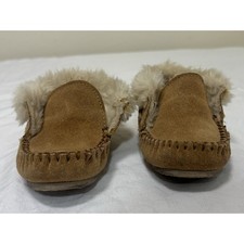 Minnetonka Toddlers Size 7 Charley Tan Brown Leather Moccasin Slippers Comfy
