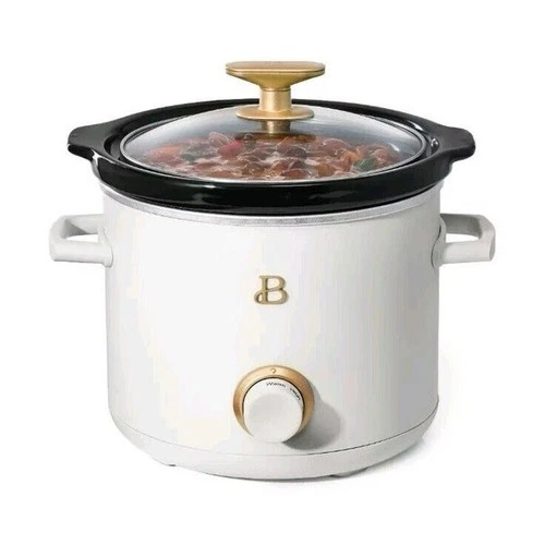 NEW In Box 2qt Slow Cooker White Kitchenware Beautiful By Drew Barrymore 2 Quart