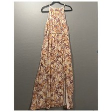 Joie Dress Women's Large Beige Brown High Neck Maxi Pocket Sleeveless