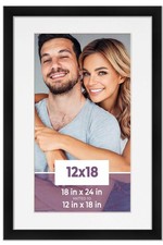 12x18 Frame Black With White Picture Mat For 12x18 Photo - Black 18x24 Frame To