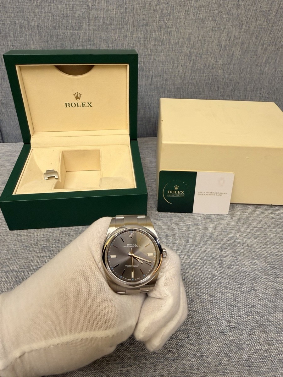 Rolex Oyster Perpetual 114300 39mm Rhodium Gray Dial,Box, No Card