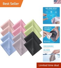 12 Pack Ultra-Soft Microfiber Lens Cleaning Cloths Scratch-Free Color-Coded