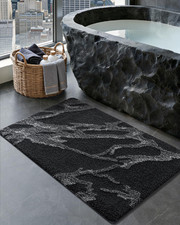 Bathroom Rug Mat 30X17, Soft and Absorbent Marble Bath Mat, Non Slip Machine Was