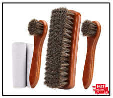 4-Piece Horsehair Shoe Brush Shine Kit, Shoe Polish Kit, Leather Shoes Boot Clea