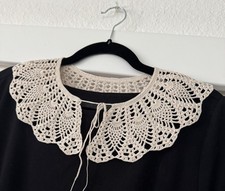 Vintage Crochet Lace Detachable Collar Ivory Cream Decorative Accessory